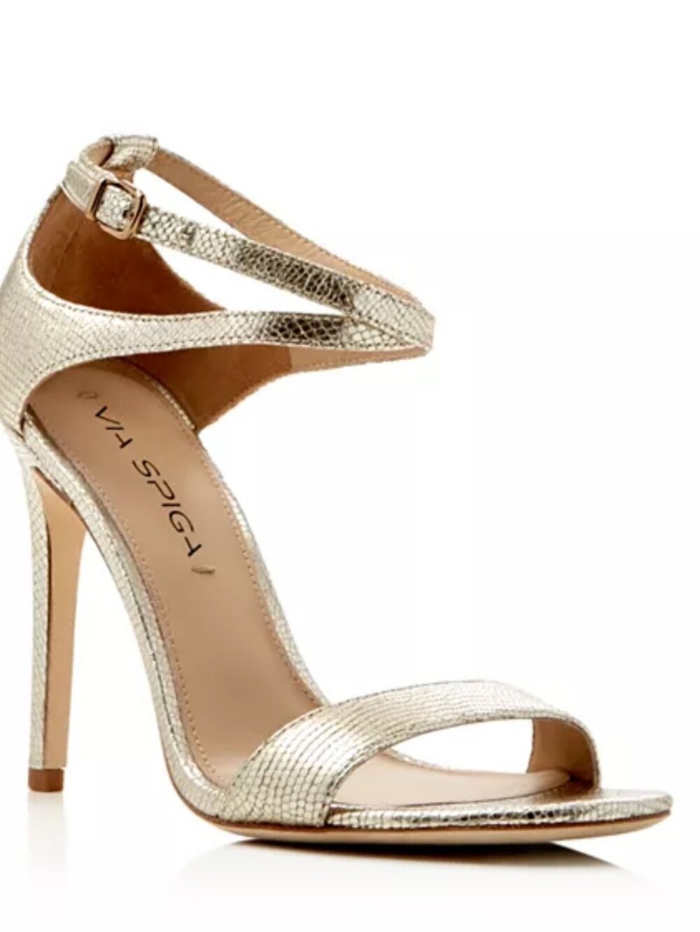 (1770) VIA SPIGA Tiara Metallic Sandal, Size 9